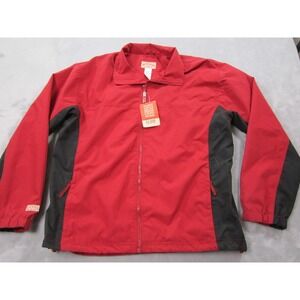 Red Kap Jacket Mens Large Red Black Full Zip Workwear Windbreaker JM32RL